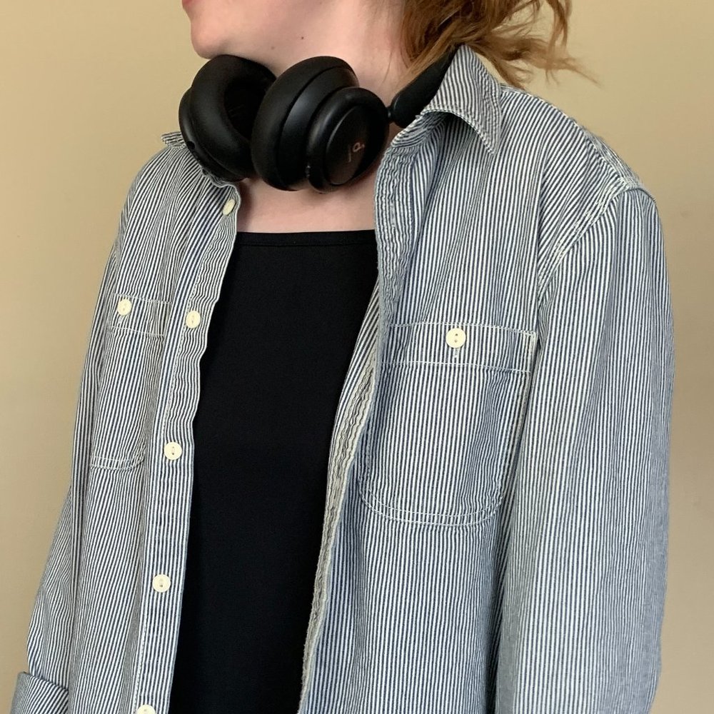 Navy Striped Button-up - Picture 3 of 11